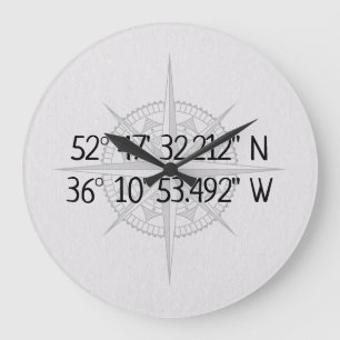 Compass GPS Home Coordinates  Large Clock