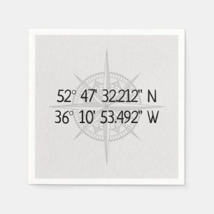 Compass GPS Home Coordinates Napkin