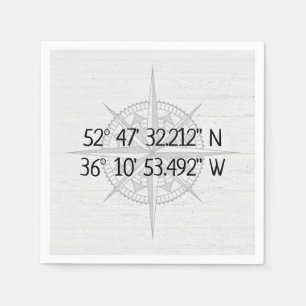 Compass GPS Home Coordinates Napkin