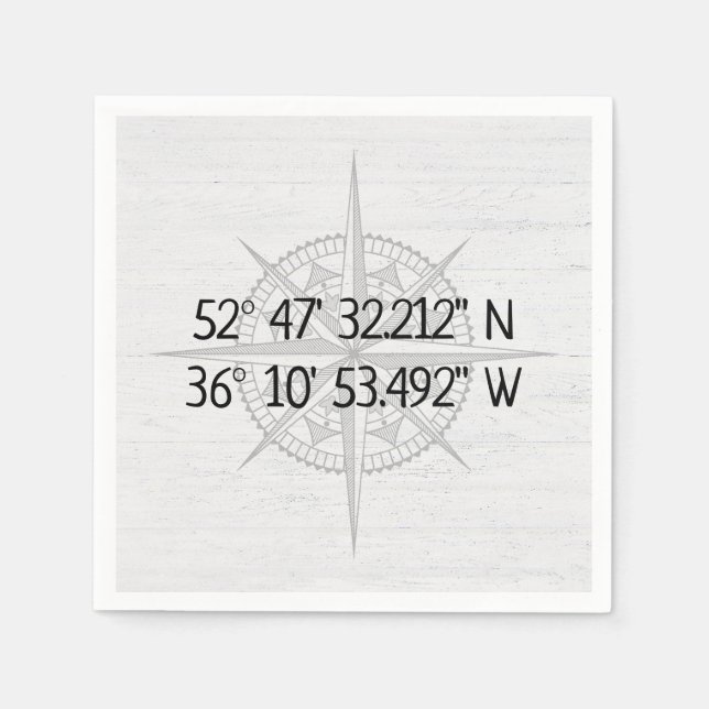 Compass GPS Home Coordinates Napkin (Front)