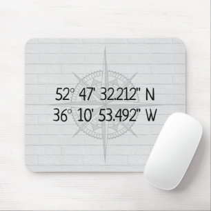 Compass GPS Home Coordinates On Brick  Mouse Mat