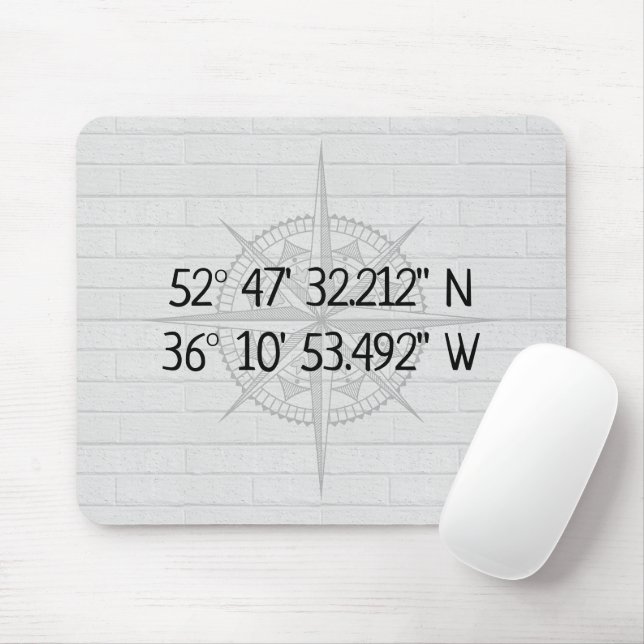 Compass GPS Home Coordinates On Brick  Mouse Mat (With Mouse)