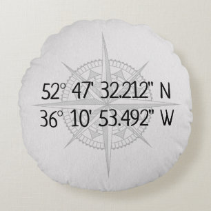 Compass GPS Home Coordinates  Round Cushion