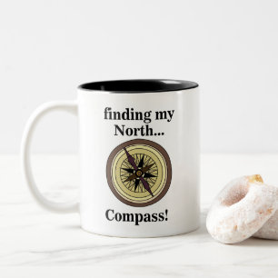 Compass Instrument Navigation Direction Funny Two-Tone Coffee Mug