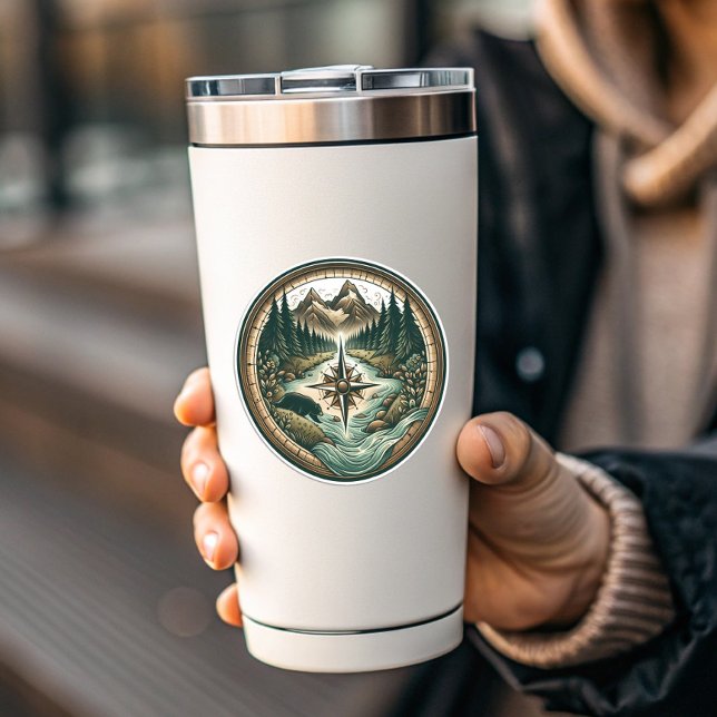Compass Lake Vinyl Sticker | Die-Cut Sticker (Compass Lake Vinyl Sticker | Die-Cut Sticker by PiggyPrint Stickers)