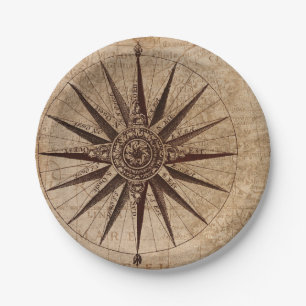 Compass Map Paper Plate