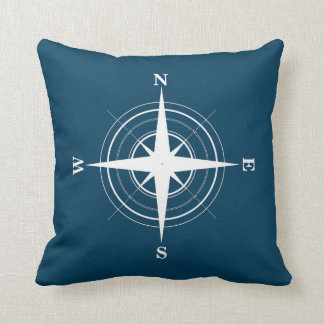 Compass Nautical Navy Pillow