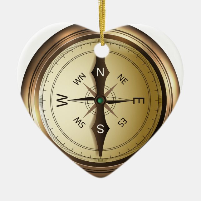 compass north south east wes ceramic tree decoration (Front)