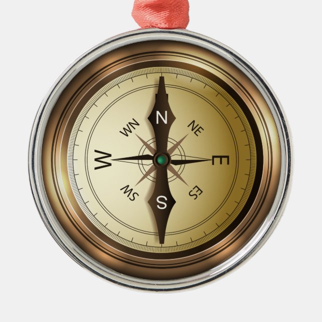 compass north south east wes metal tree decoration (Front)