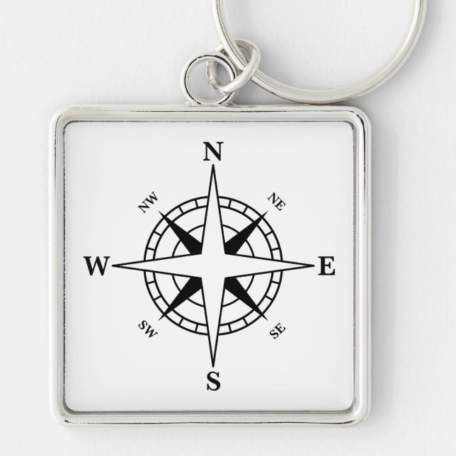 Compass North South East West Direction Travel Fun Key Ring (Front)
