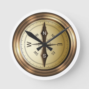Compass North South East West Round Clock