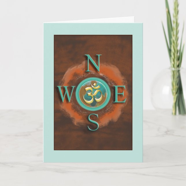 Compass Om Peace on Earth Greeting Card (Front)