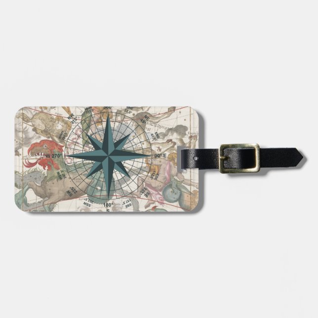 Compass on an Ancient Map Luggage Tag (Front Horizontal)