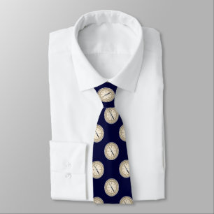 Compass On Navy Blue Neck Tie
