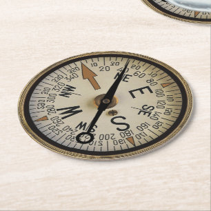Compass Rose 1 Round Paper Coaster
