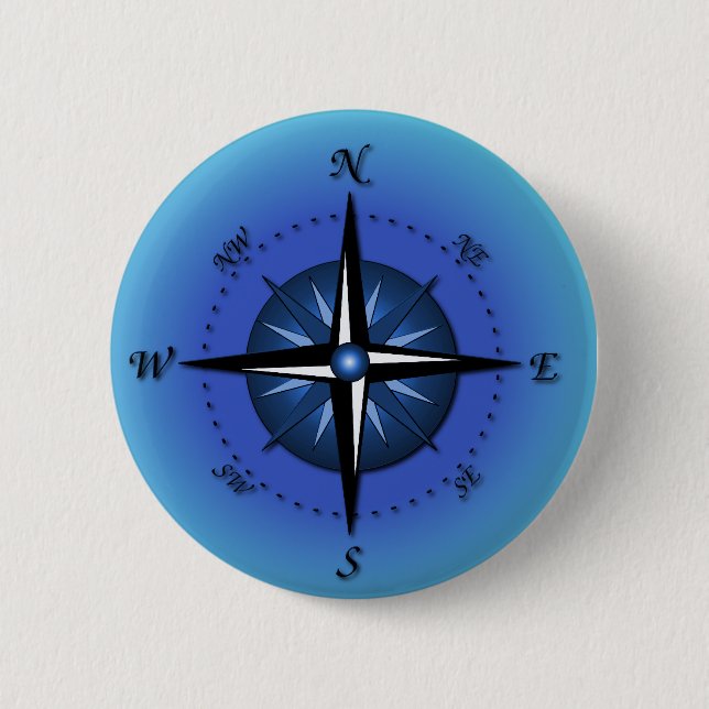 Compass Rose 6 Cm Round Badge (Front)