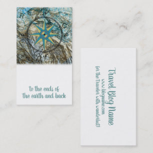 Compass Rose And Map Travel Blog Business Card