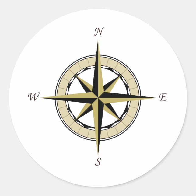 Compass Rose Art Classic Round Sticker (Front)