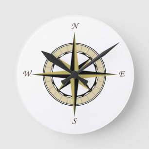 Compass Rose Art Round Clock