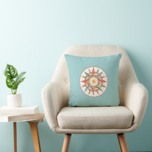 Compass rose beach house cushion