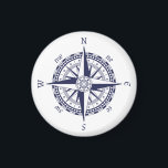 Compass Rose Blue Stripes Magnet<br><div class="desc">A nautical design with an ornate compass rose</div>
