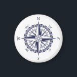 Compass Rose Blue Stripes Magnet<br><div class="desc">A nautical design with an ornate compass rose</div>