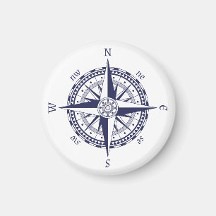 Compass Rose Blue Stripes Magnet