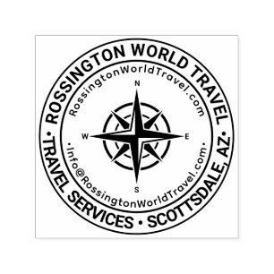 Compass Rose Business Name Location URL Email Self-inking Stamp