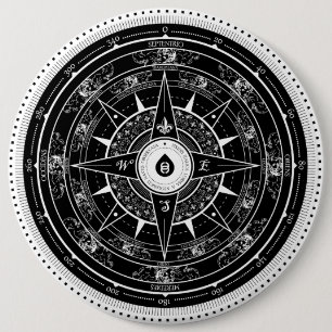 Compass Rose - Button (Black)