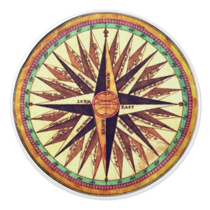 Compass Rose Ceramic Door Pull