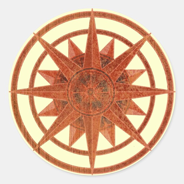 Compass Rose Classic Round Sticker (Front)