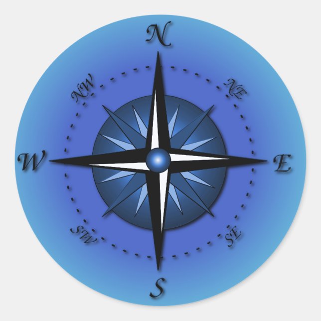 Compass Rose Classic Round Sticker (Front)