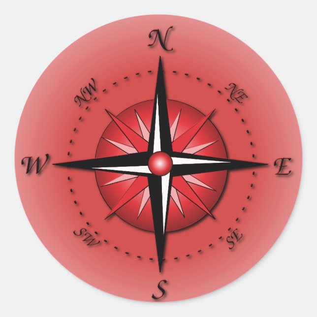 Compass Rose Classic Round Sticker (Front)