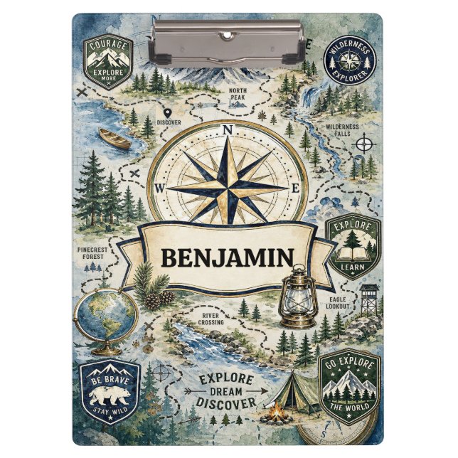Compass Rose Discovery Adventure Theme Boys Clipboard (Front)