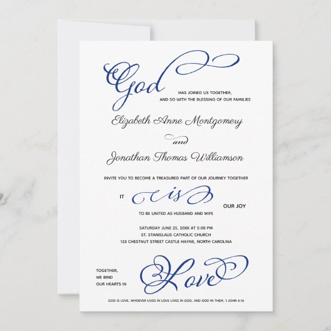 Compass Rose God is Love Christian Wedding Invitation (Front)