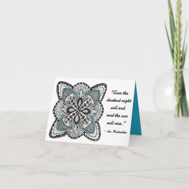 Compass Rose Hand-Drawn Doodle Thinking of You Card (Front)