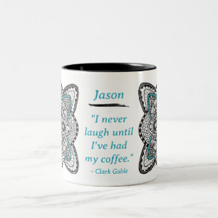 Compass Rose Hand-Drawn Doodle with Quote Two-Tone Coffee Mug