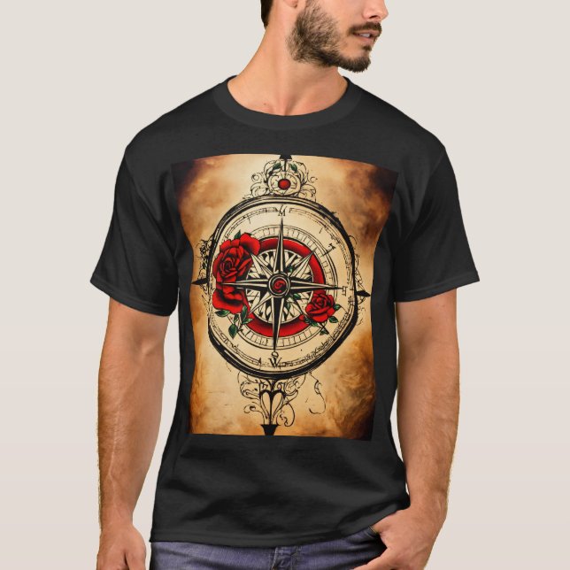 Compass Rose Ink: Eternal Direction in Tatoo T-Shirt (Front)