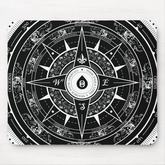 Compass Rose - Mousepad (Black) (Front)