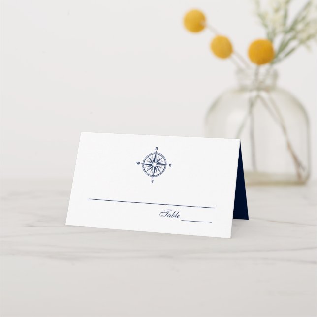 Compass Rose Nautical Wedding | Place Card (Front)