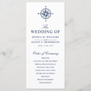 Compass Rose   Nautical Wedding Program Programme