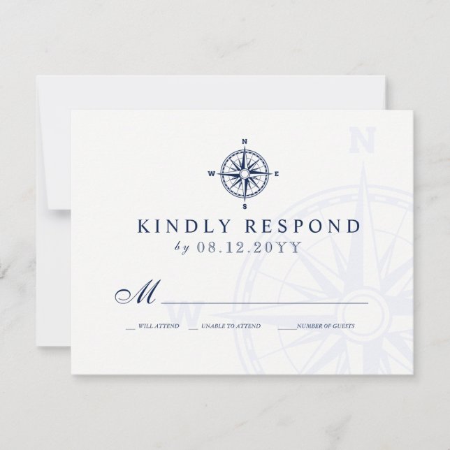 Compass Rose | Nautical Wedding RSVP (Front)