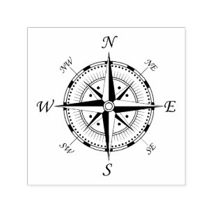 Compass Rose Outdoor Stamp, Hiking Camping Self-inking Stamp
