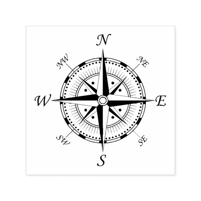 Compass Rose Outdoor Stamp, Hiking Camping Self-inking Stamp (Design)
