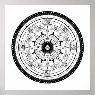 Compass Rose - Poster (White)