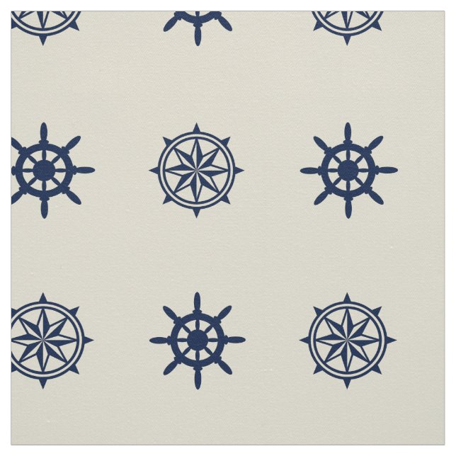 Compass Rose Ship Wheel pattern fabric (Swatch)
