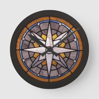 Compass Rose Stained Glass Clock