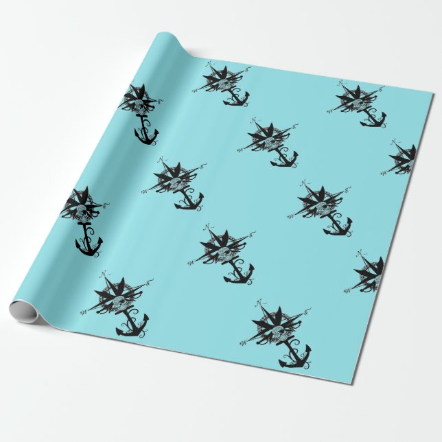 Compass Rose with Cross Blades Wrapping Paper (Unrolled)