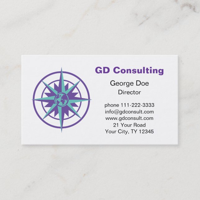Compass Rose with Globe Business Card (Front)