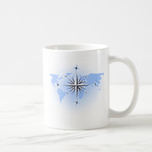 Compass Rose World Map Mugs